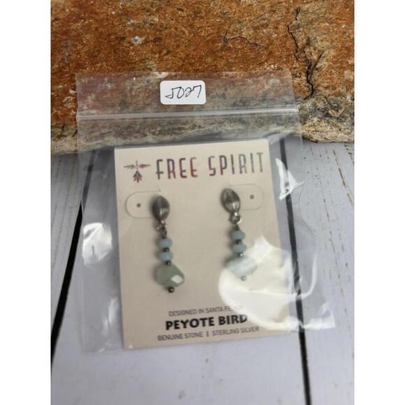 Peyote Bird Green Calcite Beaded Sterling Earrings J027 - Picture 4 of 4